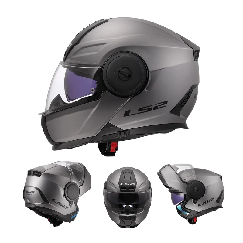 Heißes Angebot LS2 Klapphelm Scope II Motorrad Helm Solid Matt Titanium FF902 Tourenhelm Urban XL (61-62cm)