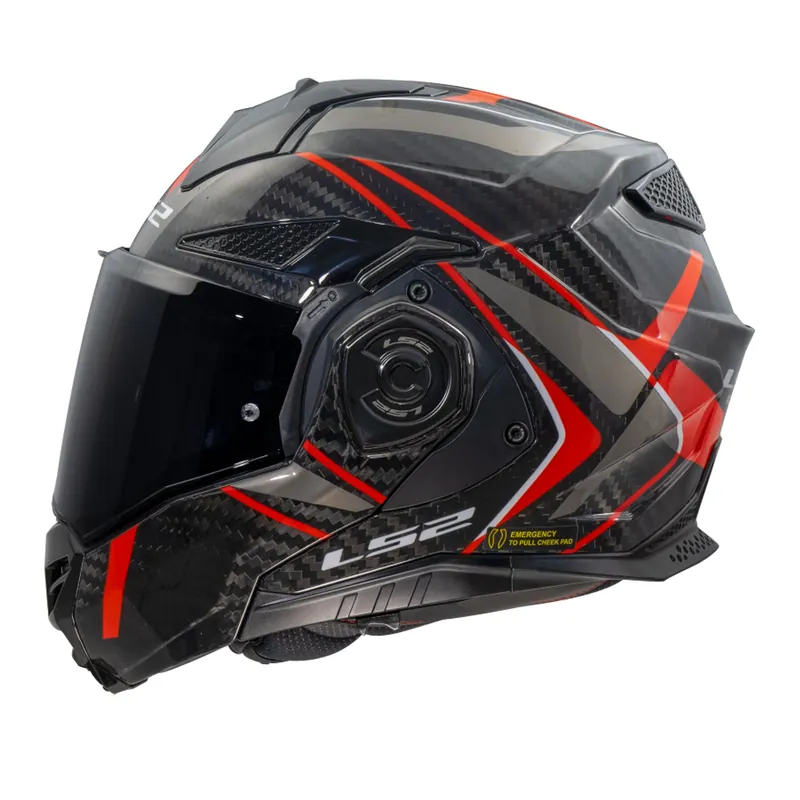 LS2 Klapphelm Advant X Carbon Future II Rot FF901 Motorrad Helm + dunkles Visier L (59-60cm) Wochenendangebot