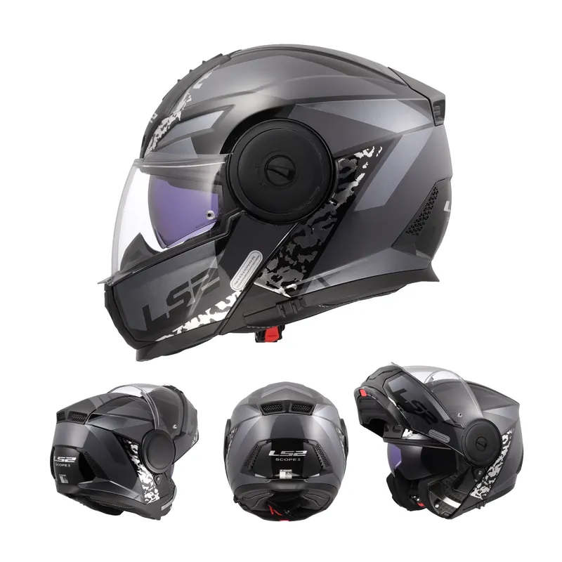 LS2 Klapphelm Scope II Motorrad Helm Oxyd Schwarz Titanium Gloss FF902 Tourenhelm Urban XXL (63-64cm) Beliebt