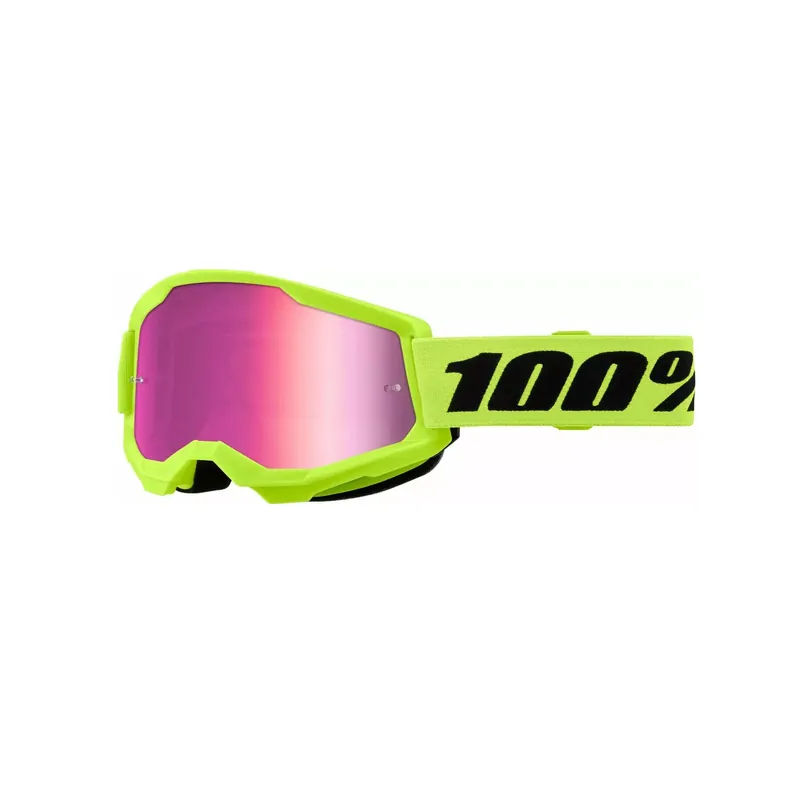 100 % Crossbrille Strata2 Neon Gelb EVO verspiegelt Motocross Enduro Downhill MTB BMX DH Direktkauf