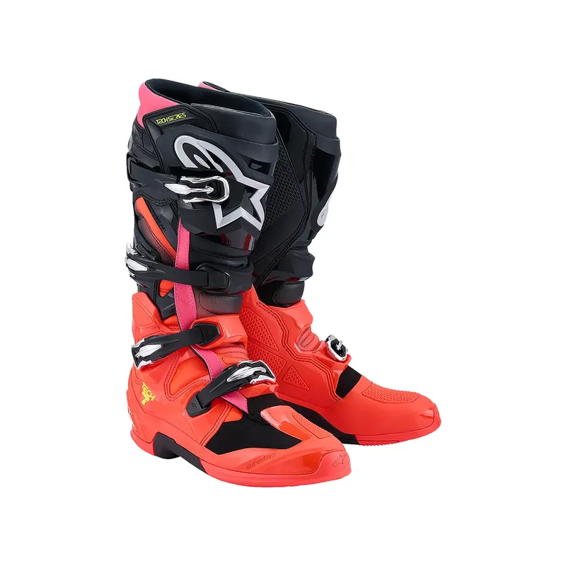 Geprüft Alpinestars Tech 7 EVO Rot Pink Stiefel MX Motocross Enduro Cross US 11 / EU 45,5