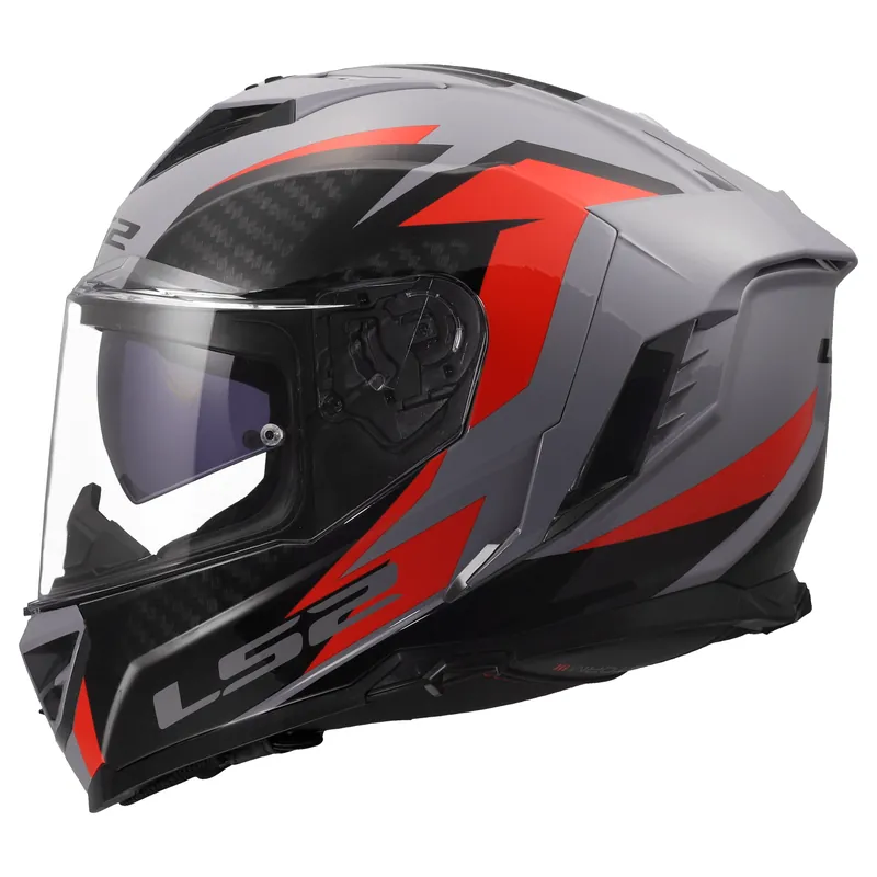 Günstig LS2 Integralhelm Storm III Dynamo Grau Rot Motorrad Helm FF818 Sonnenblende