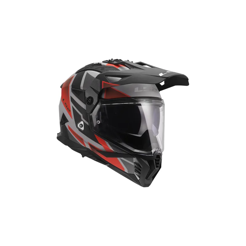 LS2 Pioneer 2 Crosshelm Block Matt Grau Rot MX702 Dualsport Enduro Helm M ((57-58xm) Heißes Angebot
