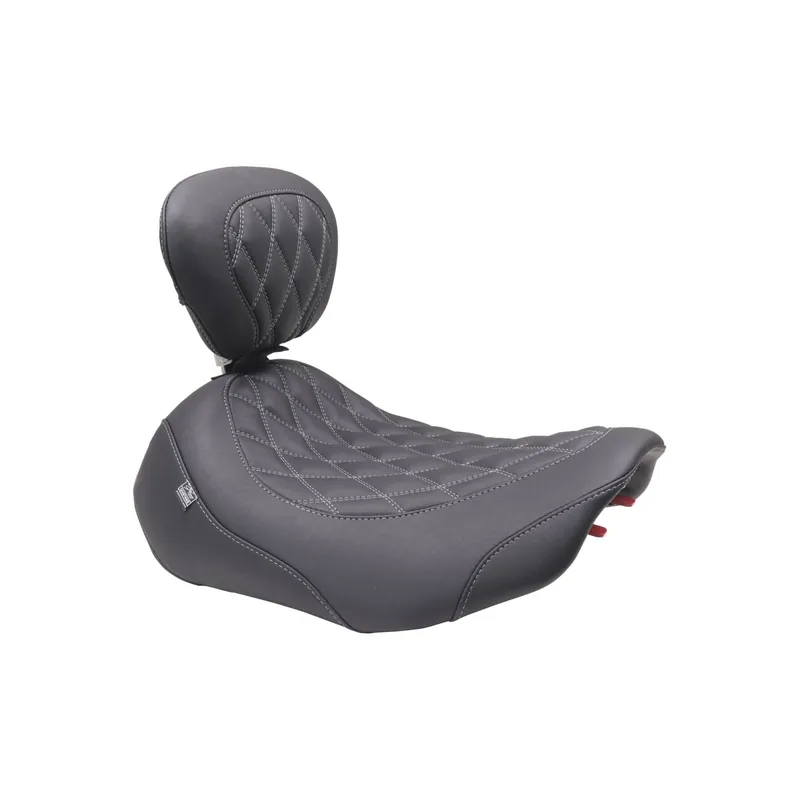 Neuheit Mustang Solositz Wide Tripper graue Naht m. Lehne f. Harley Touring 23–26