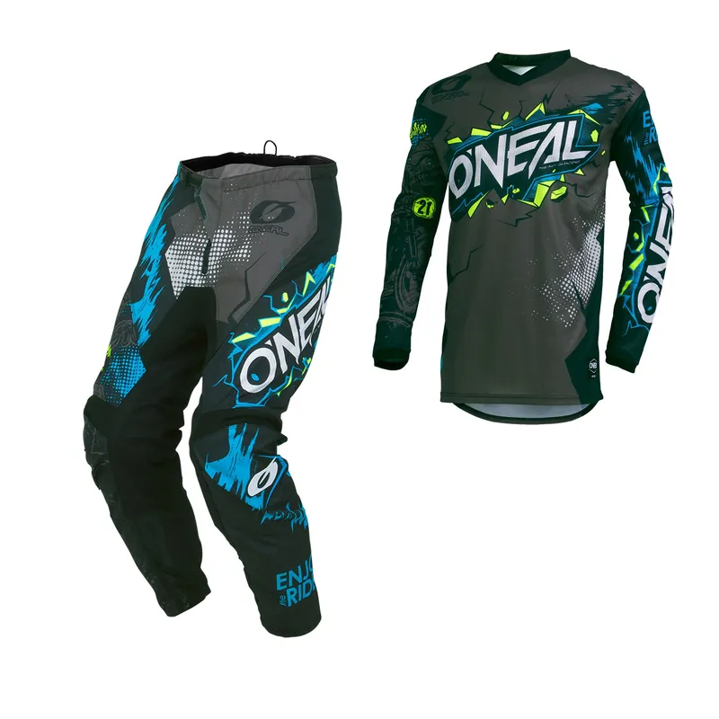 Preisreduziert O‘Neal Element KINDER Villain Grau MX Motocross Combo Cross Hose Jersey