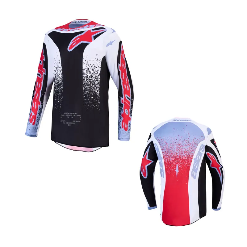 Alpinestars Fluid Drag Weiß Schwarz Rot MX Motocross Cross Jersey Shirt MTB Enduro L Sonderaktion