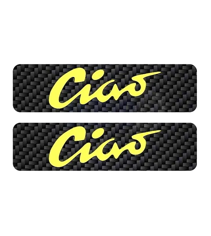 2x Schriftzug Tankaufkleber Carbonoptik gelb 115x30 mm Tank Sticker Ciao Wochenendangebot