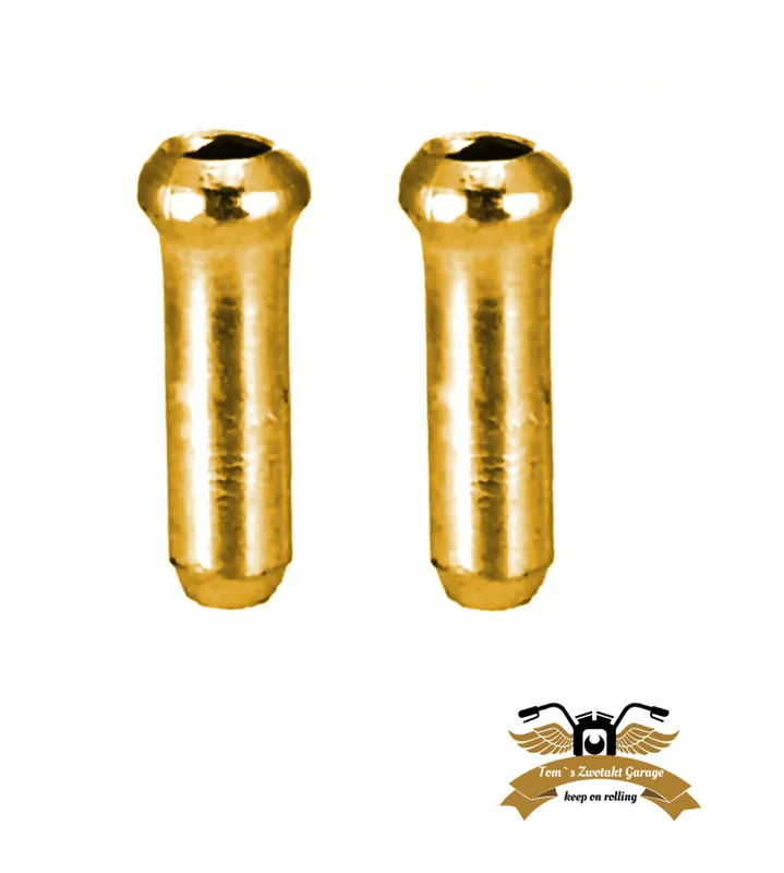 Geprüft 2 x Bowdenzug Endkappe gold 12 mm Ø 2 mm Mofa Moped Schaltzug Bremszug