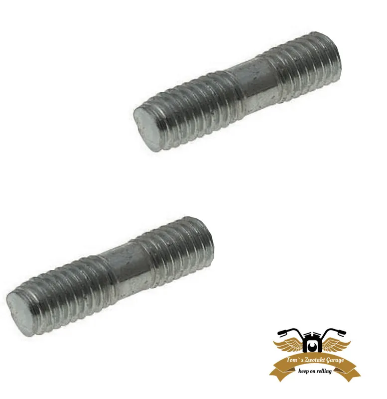Bestpreis 2 x Auspuff Stehbolzen Stahl M6 x 32mm hochfest Mofa Moped KFZ